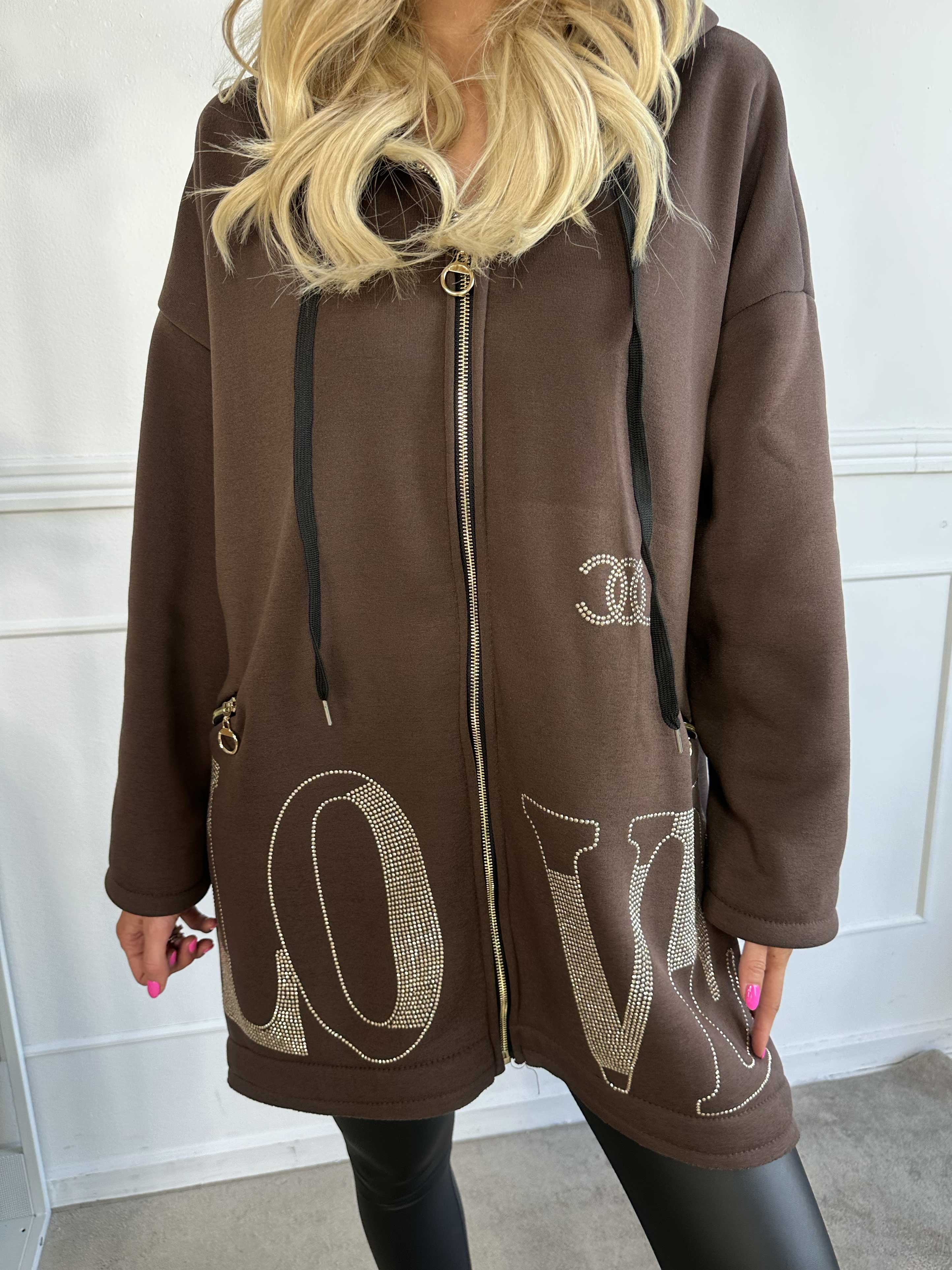Adea - Mjuk hoodie med dragkedja och fuskpälskant